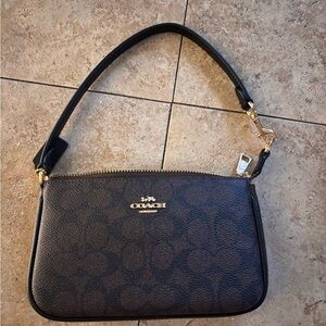 Coach Black and Brown Signature Shoulder Bag